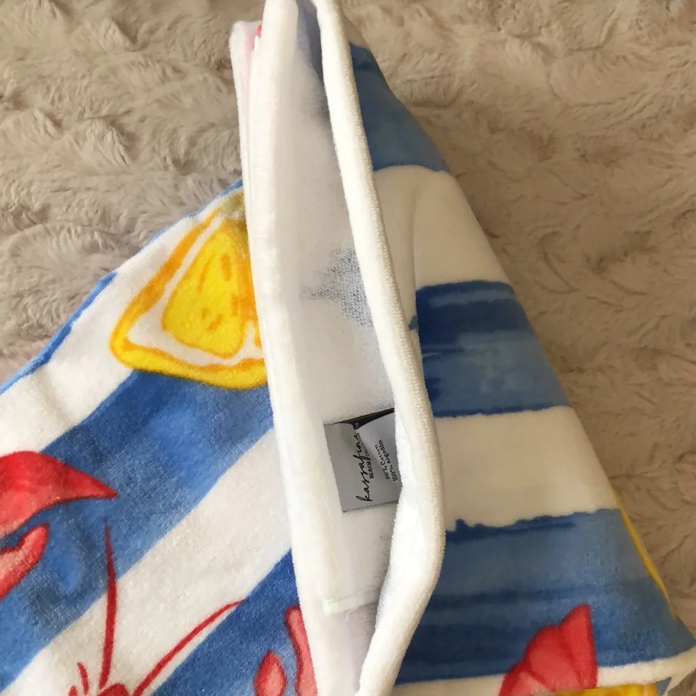 Kassafina Lobster and Lemon Striped Beach Towel